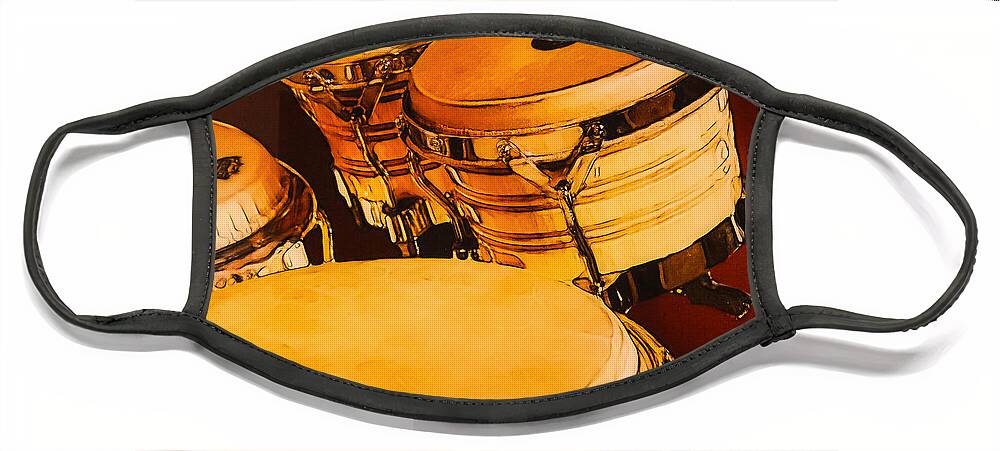 Music Face Mask featuring the photograph Drum Solo Skins by Gary Keesler