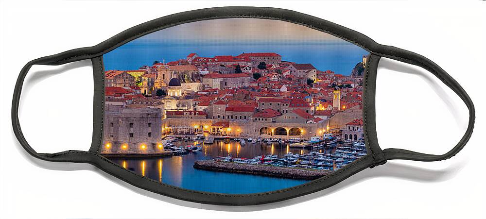 Adriatic Face Mask featuring the photograph Dubrovnik Twilight Panorama by Inge Johnsson