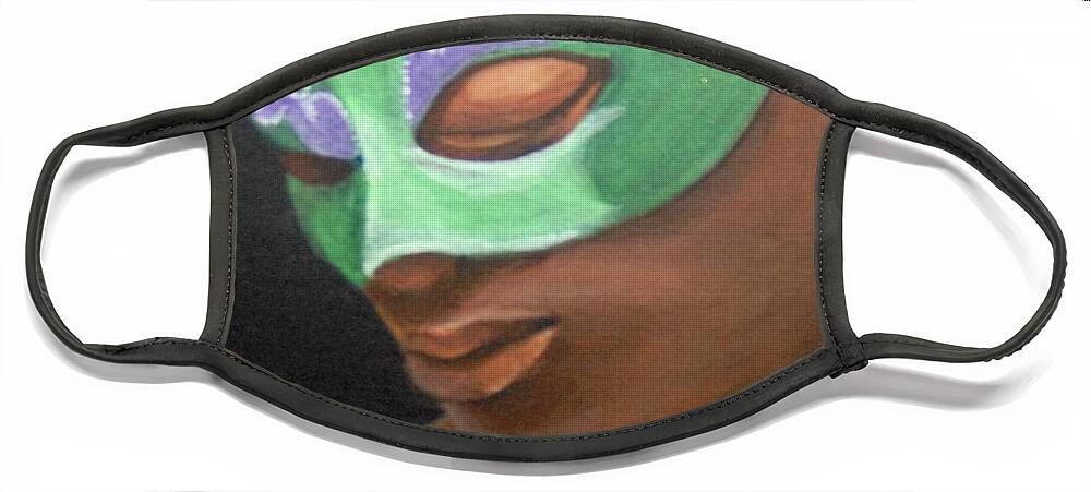 Poetry Face Mask featuring the painting Dunbar's Mask by Saundra Johnson