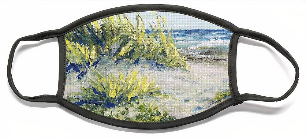 Sea Face Mask featuring the painting Dunes of Sea Grass by Deborah Ferree