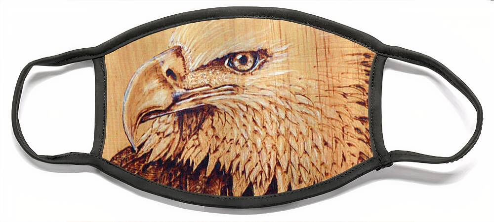 Eagle Face Mask featuring the pyrography EAGLE img 2 by Ron Haist