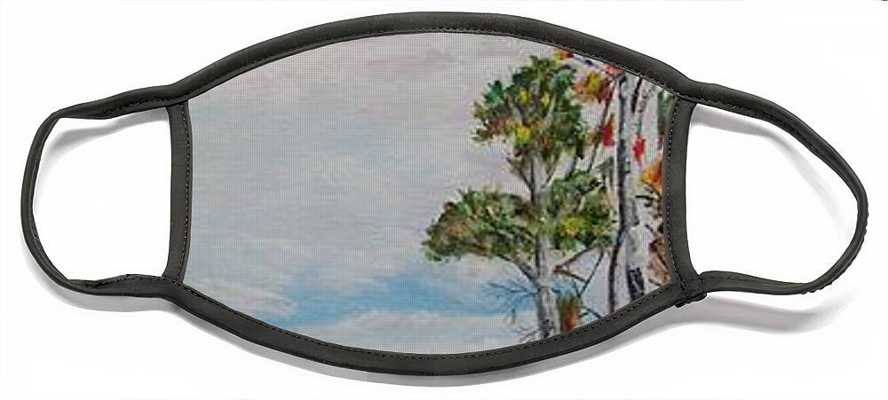 Bald Eagle Face Mask featuring the painting Eagles Point by Marilyn McNish