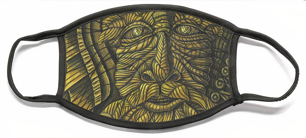 Fine Art Face Mask featuring the drawing Earth Warrior by Scott Brennan