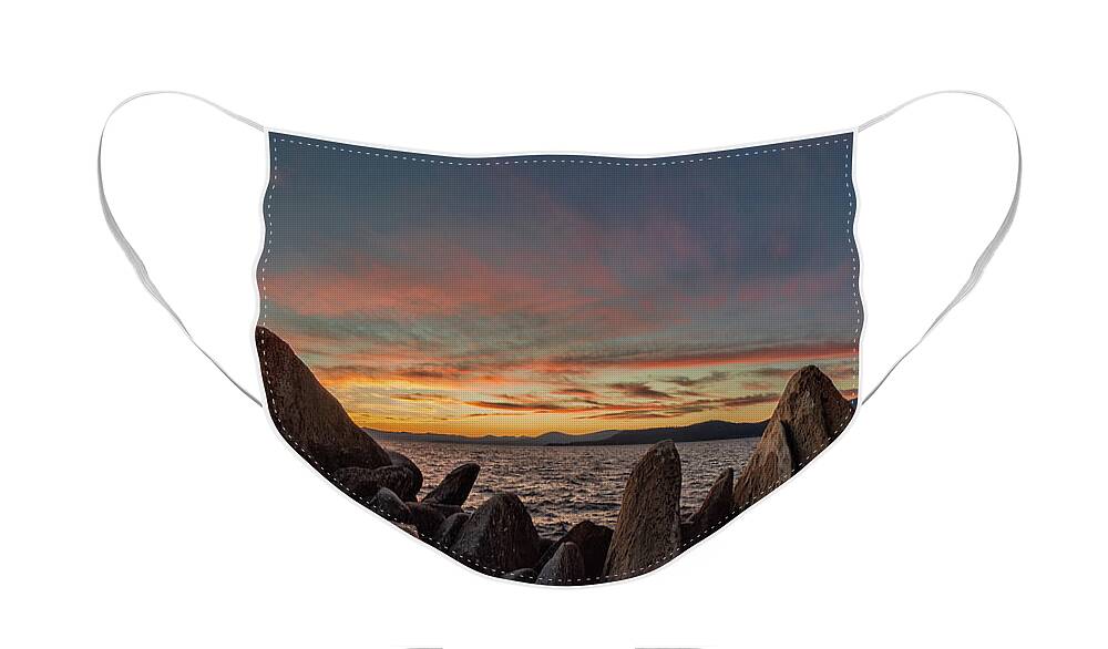 Lake Face Mask featuring the photograph East Tahoe Sunset by Martin Gollery