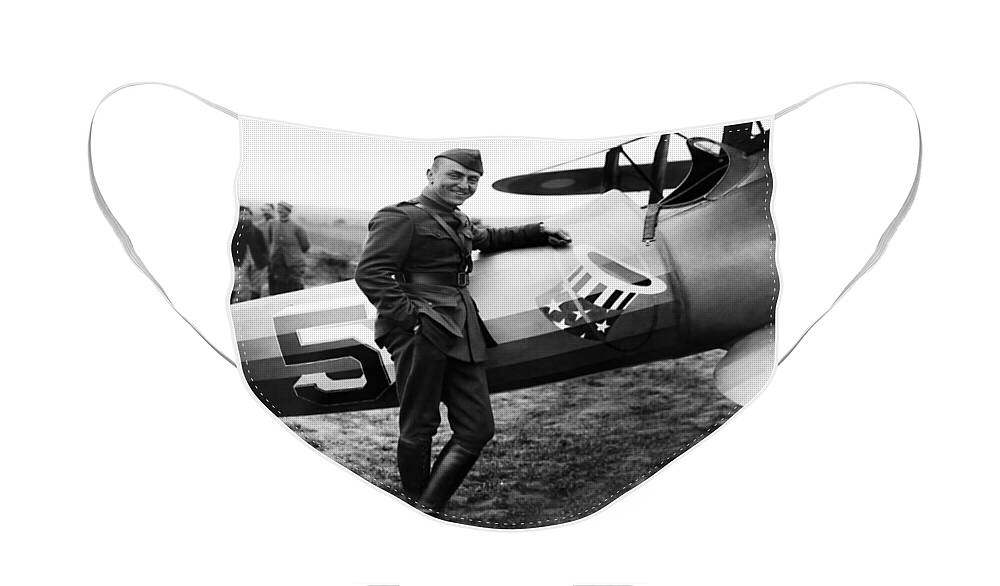 Eddie Rickenbacker Face Mask featuring the photograph Eddie Rickenbacker - WW1 American Air Ace by War Is Hell Store
