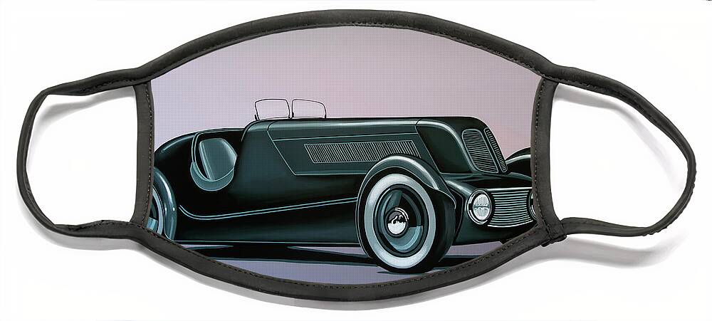 Edsel Ford Model 40 Special Speedster Face Mask featuring the painting Edsel Ford Model 40 Special Speedster 1934 Painting by Paul Meijering