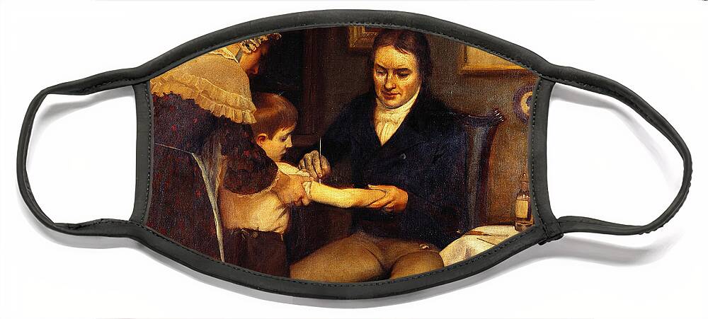 History Face Mask featuring the photograph Edward Jenner Vaccinating Child, C.1796 by Wellcome Images