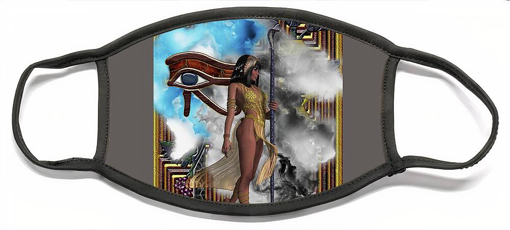Old Kingdom Face Mask featuring the painting Egyptian Echoes of Time by Corey Ford
