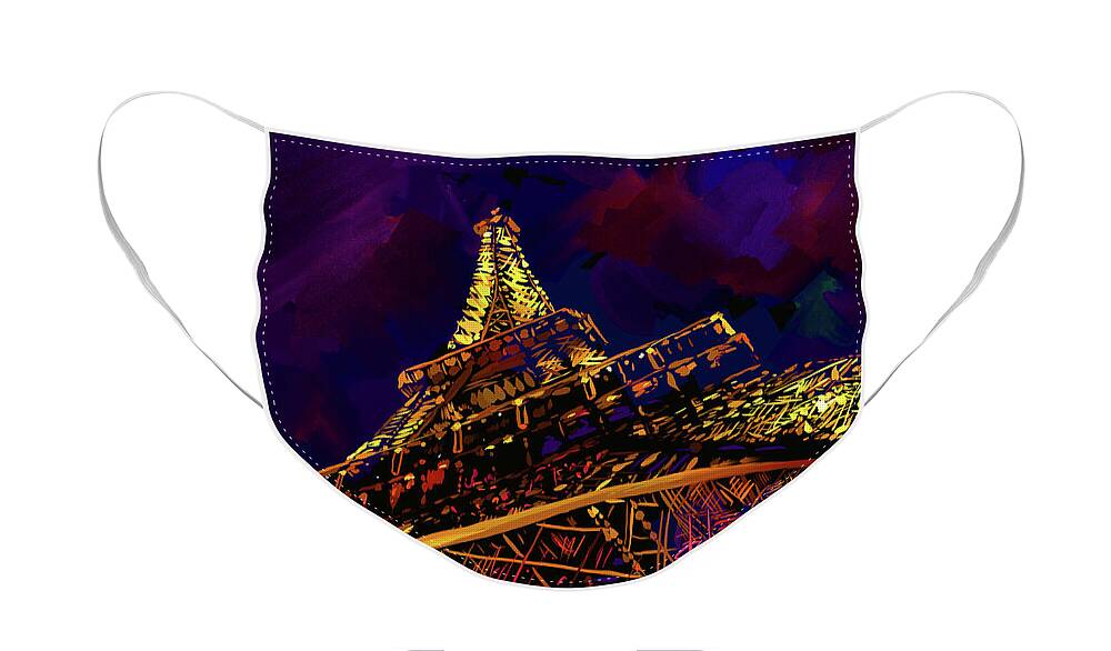 Eiffel Tower Face Mask featuring the painting Eiffel Tower by DC Langer