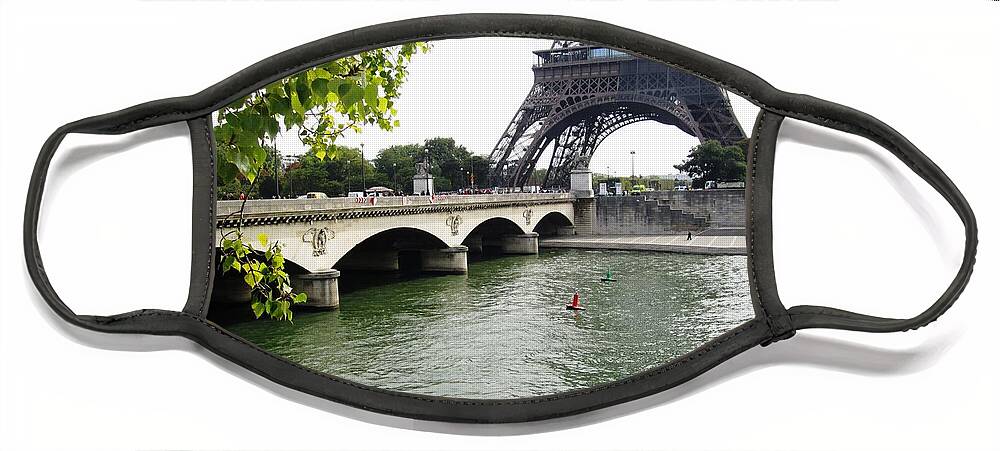 Eiffel Tower Face Mask featuring the photograph Eiffel Tower Seine River Paris France by John Shiron