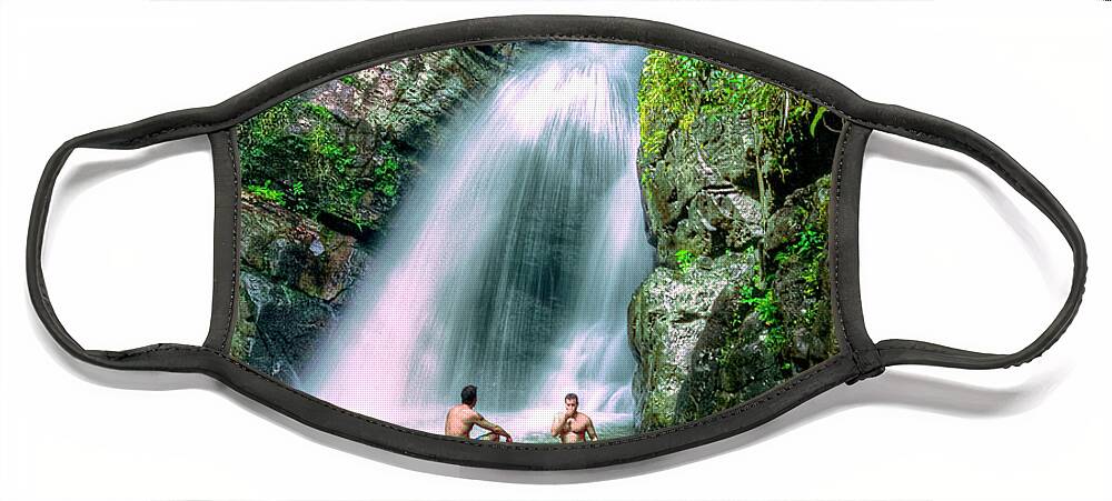 El Yunque Rain Forest Waterfall Face Mask featuring the photograph El Yunque Rain Forest Waterfall by David Zanzinger
