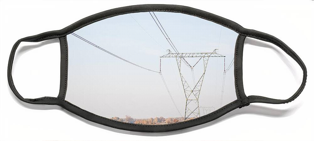 Cable Face Mask featuring the photograph Electric power transmission or power grid pylon by Arletta Cwalina
