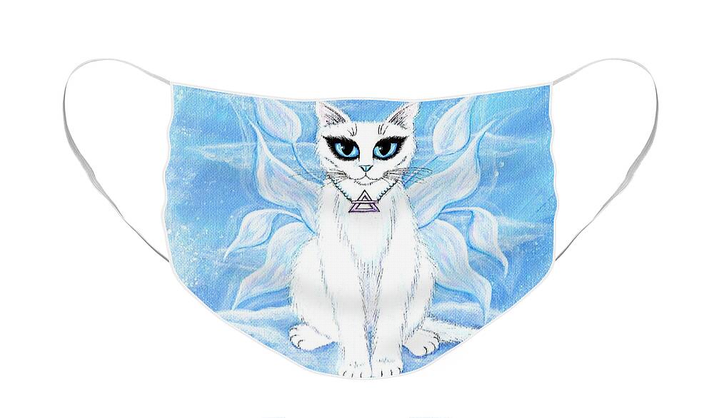 Elemental Face Mask featuring the painting Elemental Air Fairy Cat by Carrie Hawks