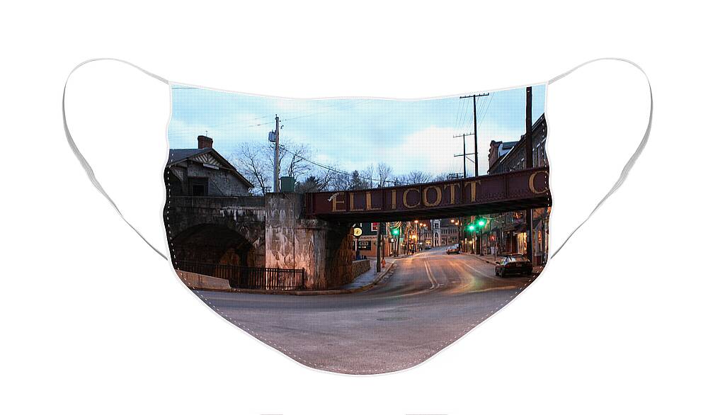 Ellicott Face Mask featuring the photograph Ellicott City Nights - Entrance to Main Street by Ronald Reid