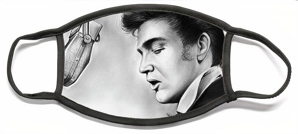 Elvis Face Mask featuring the drawing Elvis Presley by Greg Joens
