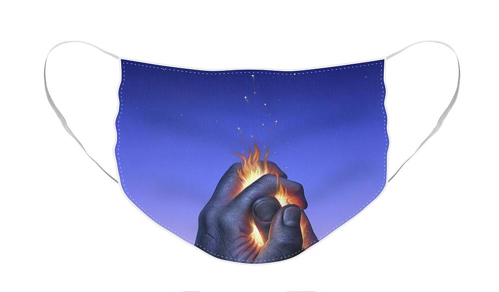 Fire Face Mask featuring the painting Embers Turn to Stars by Jerry LoFaro
