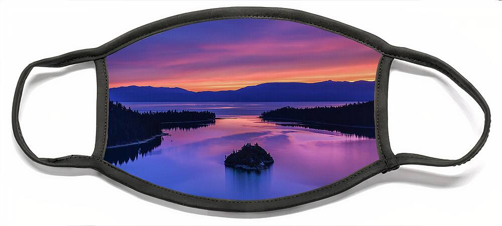 Landscape Face Mask featuring the photograph Emerald Bay Clouds at Sunrise by Marc Crumpler