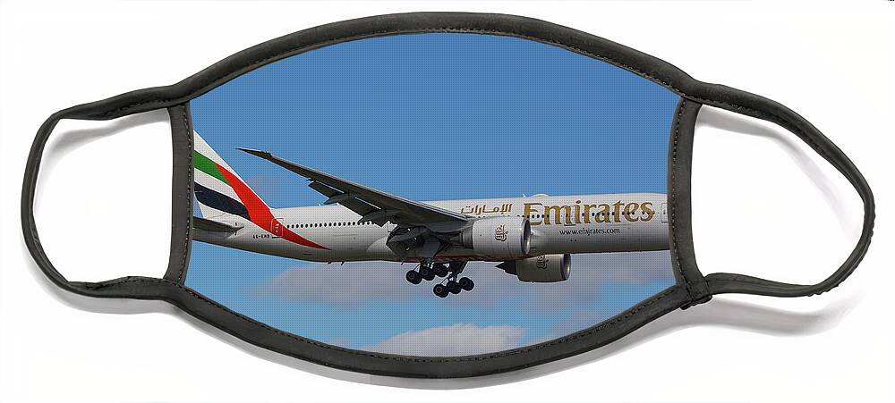 Emirates Air Face Mask featuring the photograph Emirates Air 777 by Dart Humeston