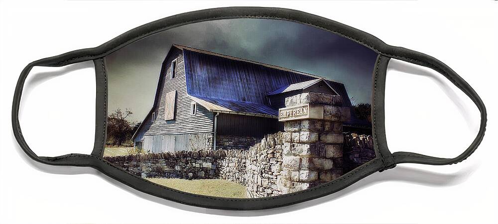 #barn Face Mask featuring the photograph Empyrean Estate stone wall by Julie Hamilton