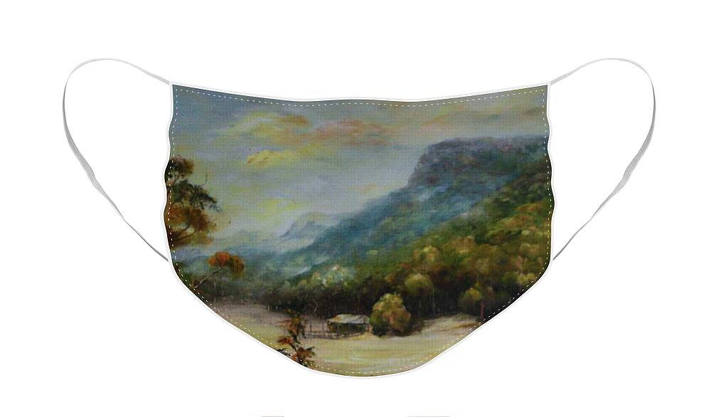 Grampians Face Mask featuring the painting Emu Plains, Grampians by Ryn Shell