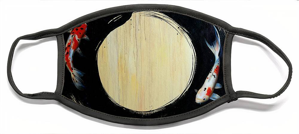 Ensō Face Mask featuring the painting Enso with Koi by Sandi Baker