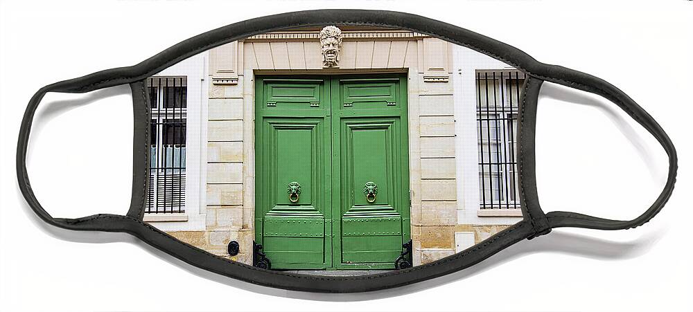 Paris Doors Face Mask featuring the photograph Envy - Green Paris Door Photography by Melanie Alexandra Price