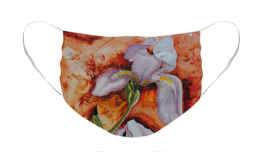 Iris Face Mask featuring the painting Erie Irises by Vallee Johnson