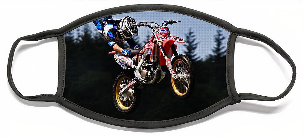 Motocross Face Mask featuring the photograph Escaping Motorbike by Ang El