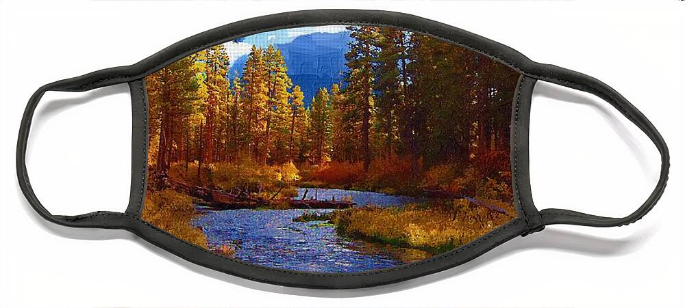 Berry Face Mask featuring the painting Evening Hatch on the Metolius River Painting 2 by Diane E Berry