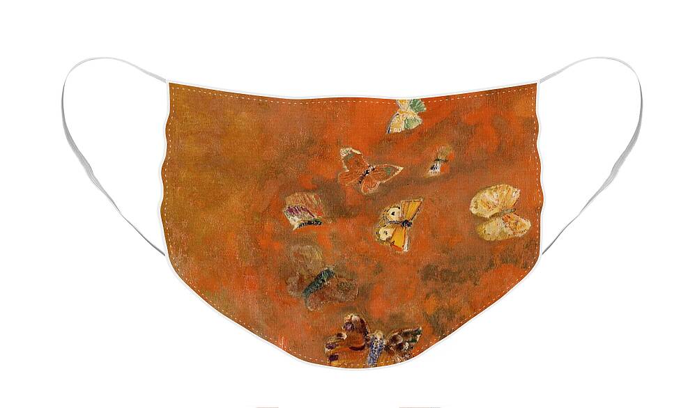 Evocation Face Mask featuring the painting Evocation of Butterflies by Odilon Redon