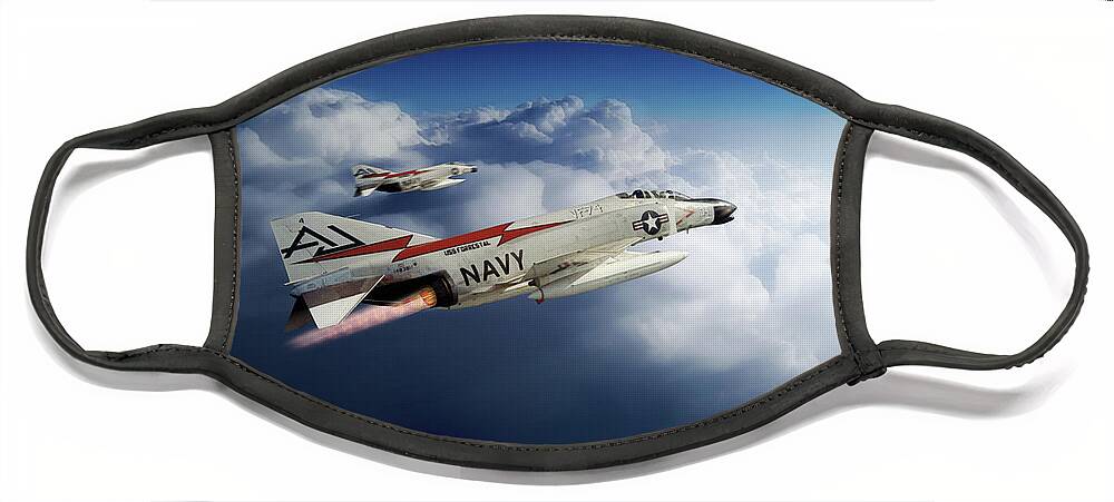 F-4 Face Mask featuring the digital art F-4 Phantom VF-74 by Airpower Art