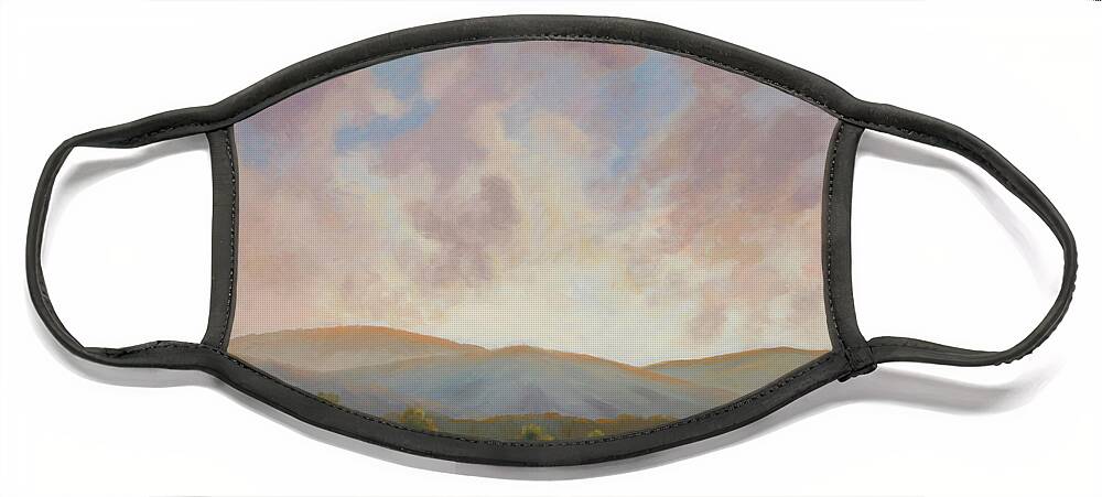 Landscape Face Mask featuring the painting Fading Light by Guy Crittenden