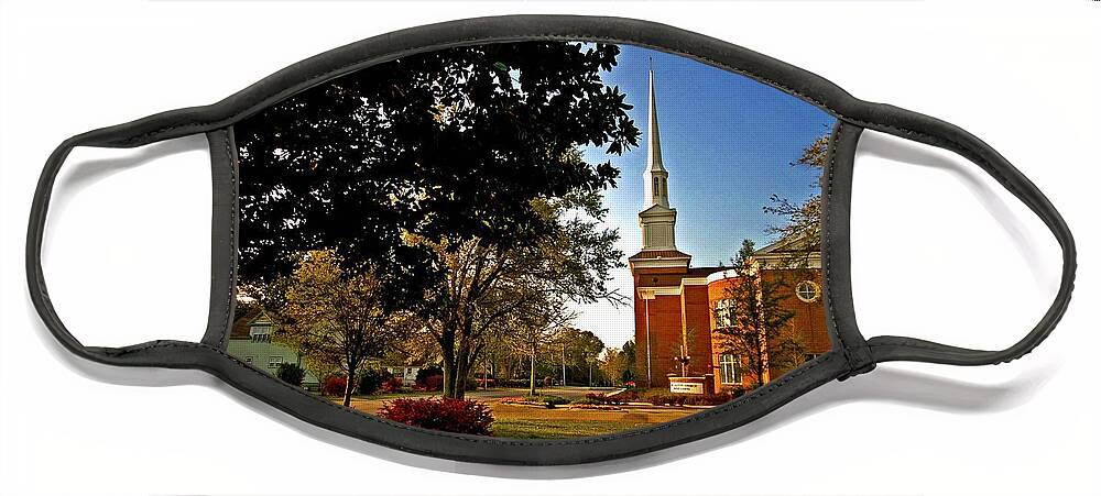 Church Face Mask featuring the painting Fairhope Alabama Church by Michael Thomas