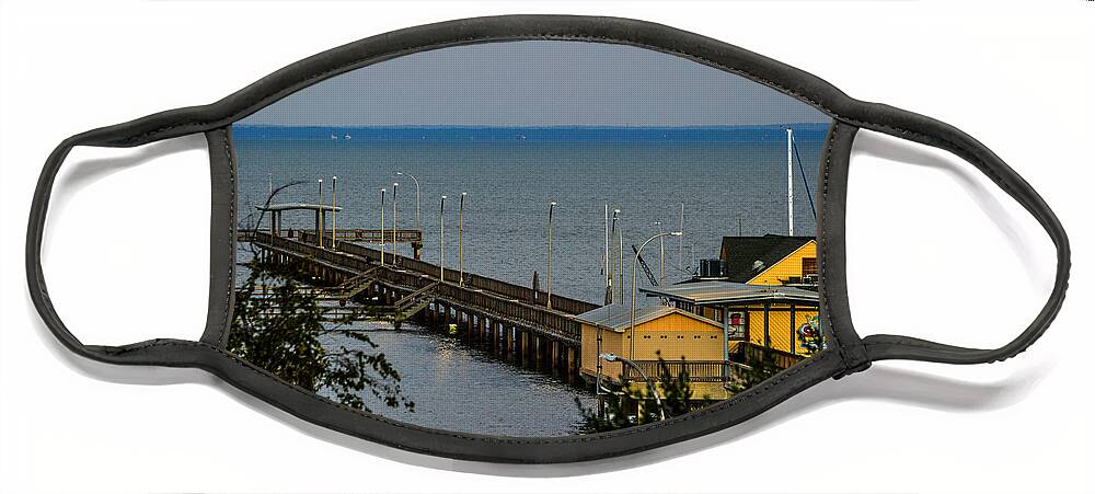 Pier Face Mask featuring the photograph Fairhope Pier from Overlook by Michael Thomas