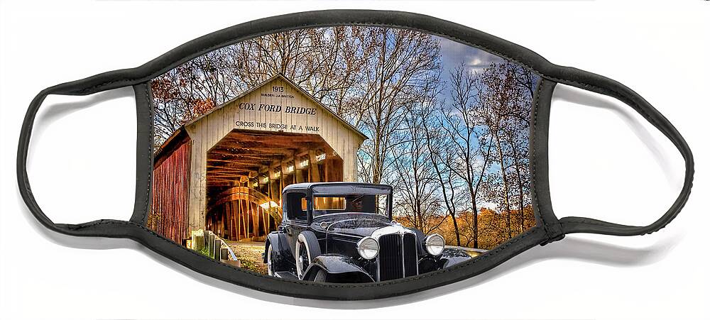 Covered Bridge Face Mask featuring the photograph Fall Country Drive by Bill Dutting