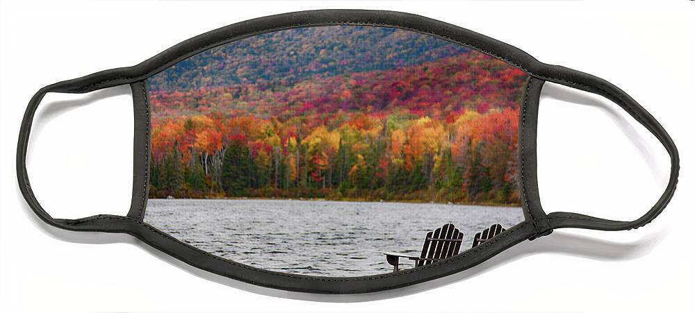 #jefffolger Face Mask featuring the photograph Fall foliage at Noyes Pond by Jeff Folger