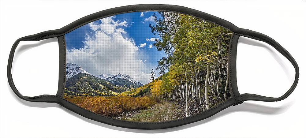 Red Mountain Face Mask featuring the photograph Fall in Colorado by Wesley Aston