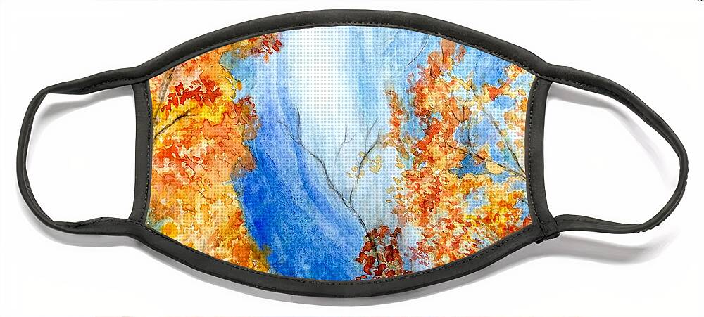 Watercolor Face Mask featuring the painting Fall Splendor by Deb Stroh-Larson