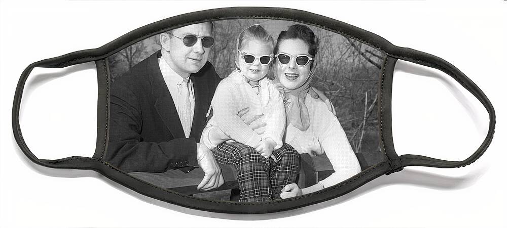 1950s Face Mask featuring the photograph Family Portrait With Sunglasses, C.1950s by J. Rogers/ClassicStock