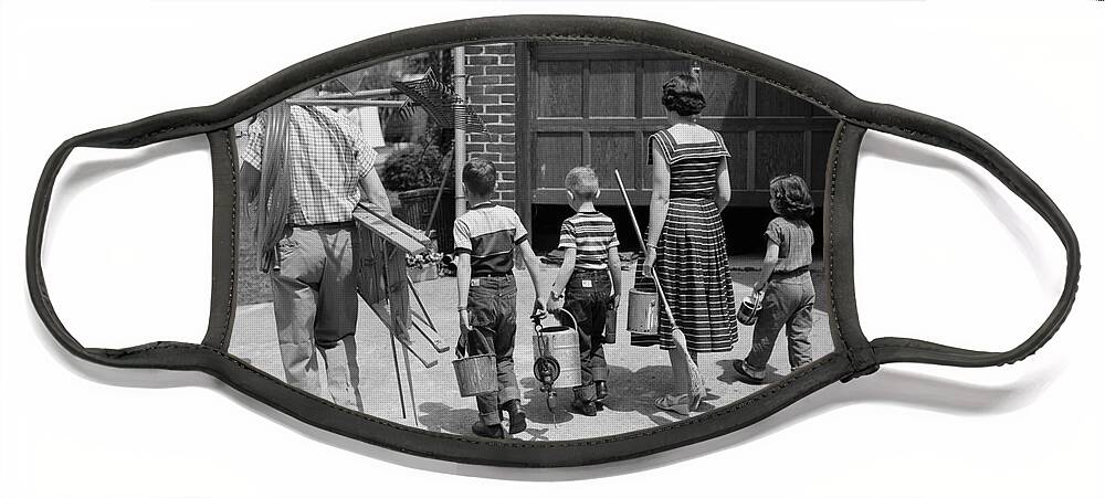 1950s Face Mask featuring the photograph Family With Home Improvement Tools by H Armstrong Roberts ClassicStock