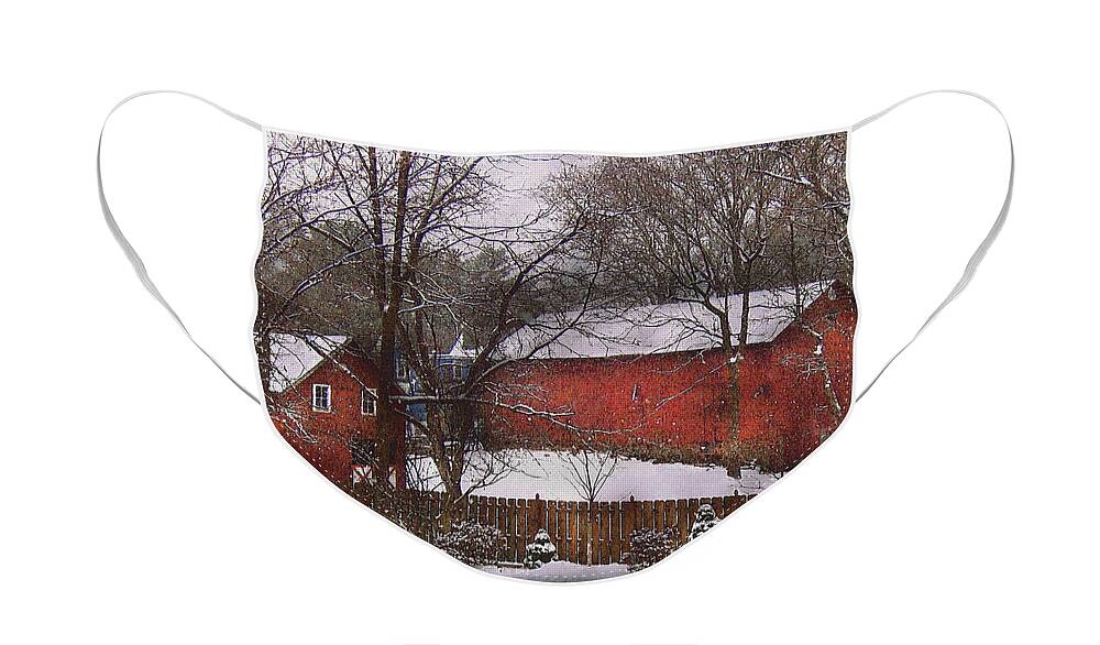 Savad Face Mask featuring the photograph Farm - Barn - Winter in the Country by Mike Savad