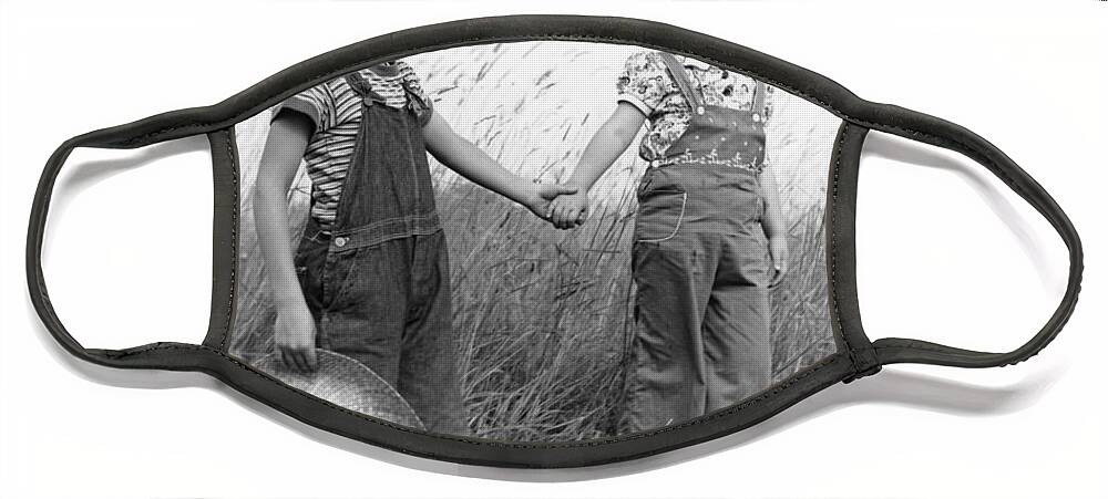 1930s Face Mask featuring the photograph Farm Kids Holding Hands, C.1930-40s by H. Armstrong Roberts/ClassicStock
