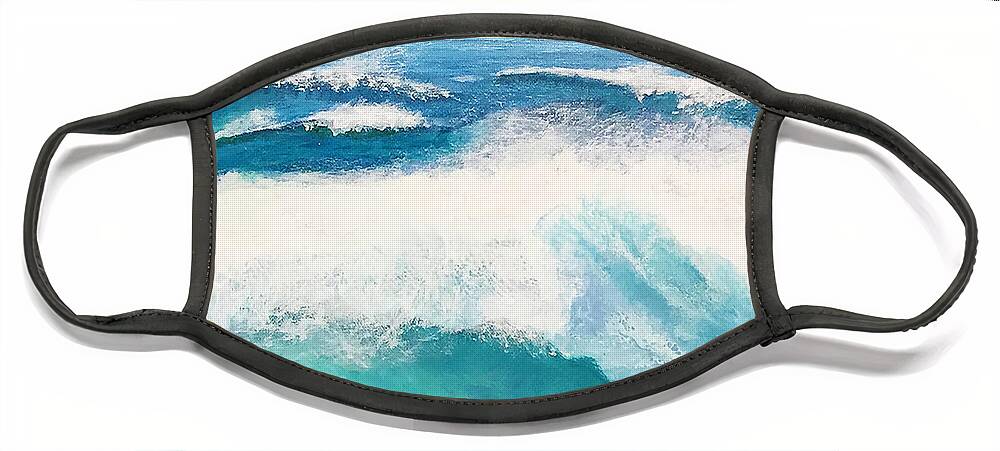 Ocean Face Mask featuring the painting Farthest Ocean by Linda Bailey