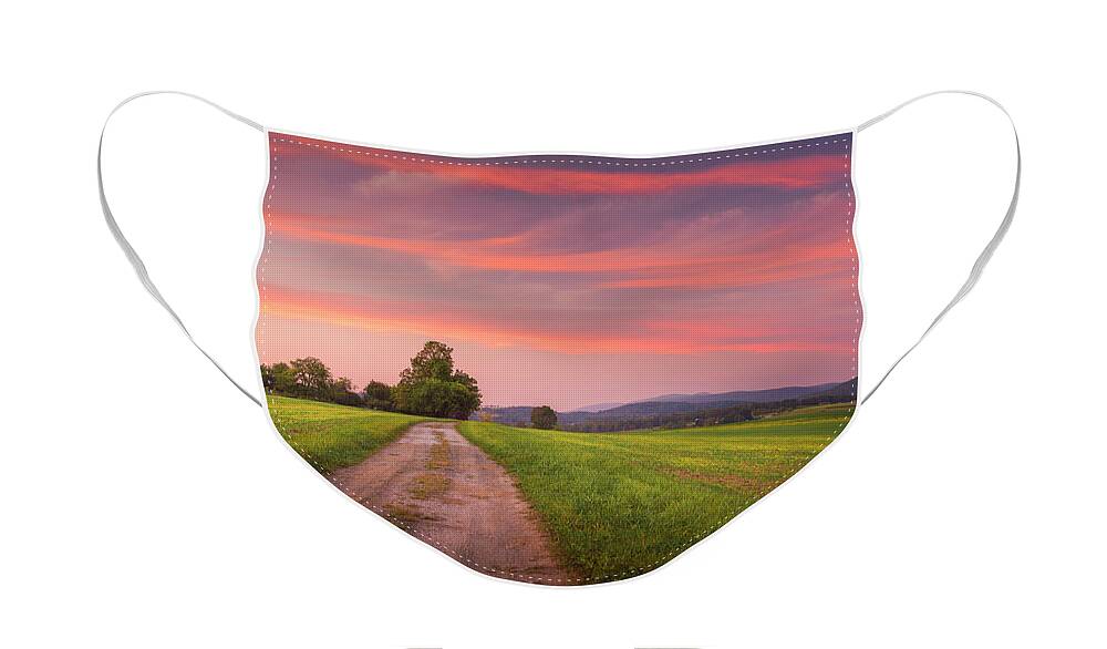 Sunset Face Mask featuring the photograph Feathered Sky Over Sheffield Hill by Kim Carpentier