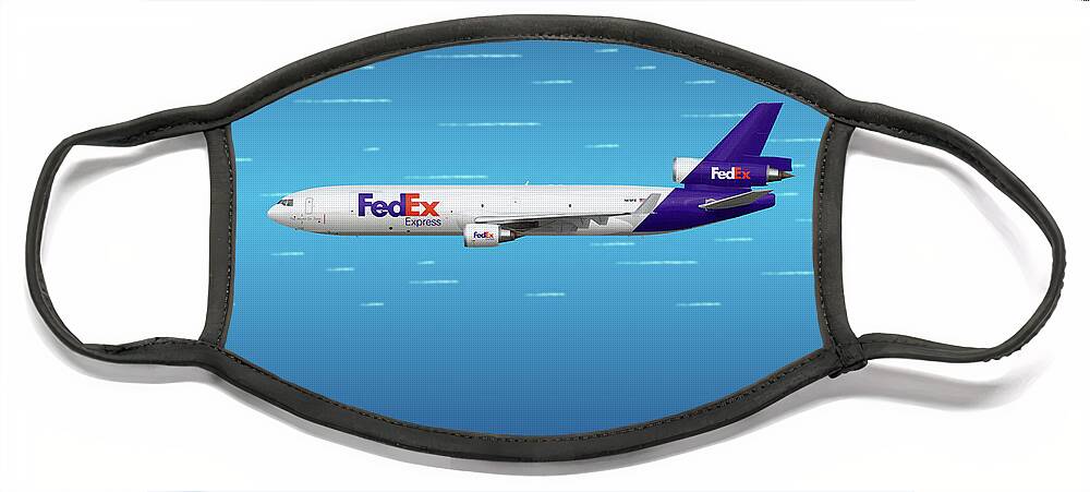 Fedex Face Mask featuring the digital art FedEx McDonnell Douglas MD-11 by Airpower Art
