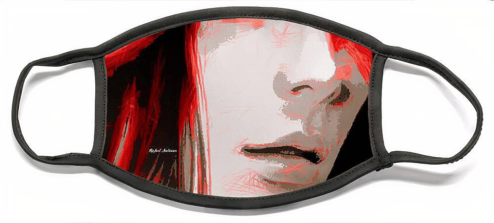 Rafael Salazar Face Mask featuring the digital art Female Sketch in Red by Rafael Salazar