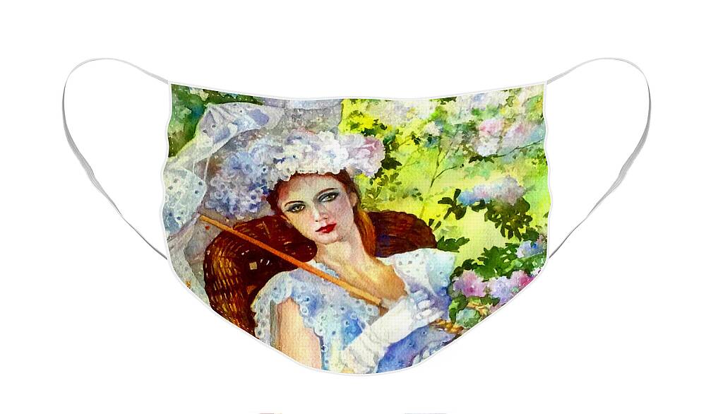 Femme Face Mask featuring the painting Femme avec ombrelle by Francoise Chauray