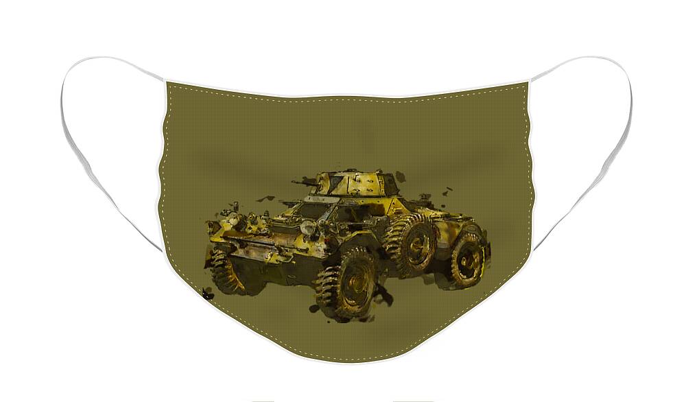Army Face Mask featuring the mixed media Ferret Scout Car by Roy Pedersen
