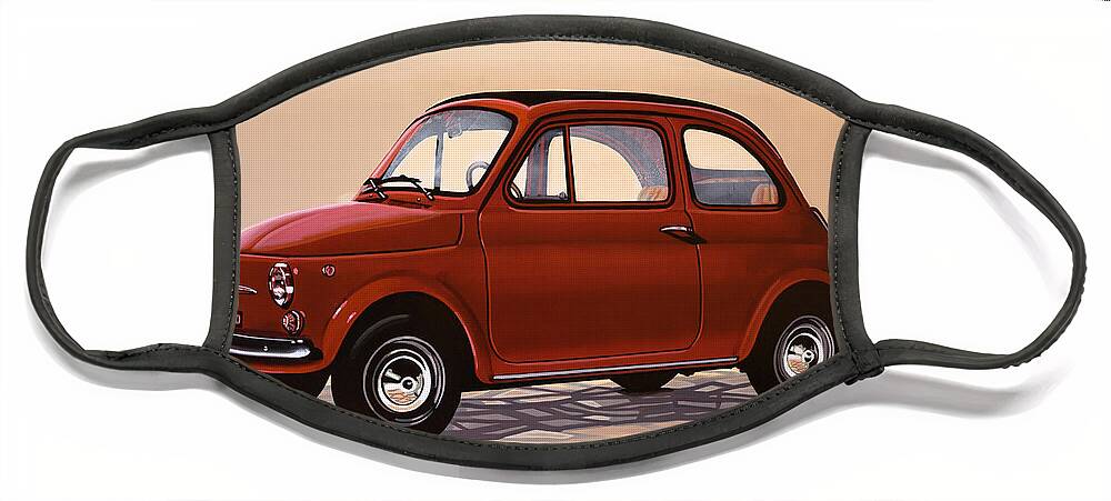 Fiat 500 Face Mask featuring the painting Fiat 500 1957 Painting by Paul Meijering