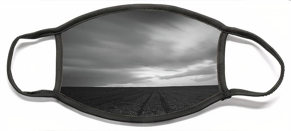 Field Face Mask featuring the photograph Field and cloudy sky by Michalakis Ppalis